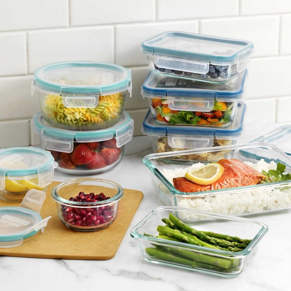 Moss & Stone Kitchen Glass Food Storage Containers Set with Lids 10 PCS. Snapware Transparent Lids Leak Proof, Oven, Freezer, Microwave & Dishwasher