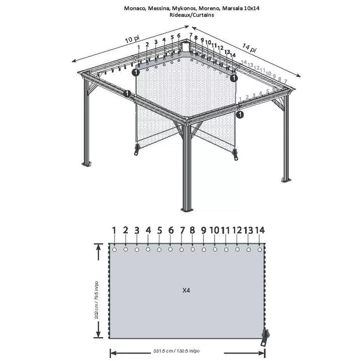 Sojag - Rideaux pour Gazebo 10 x 14 pi