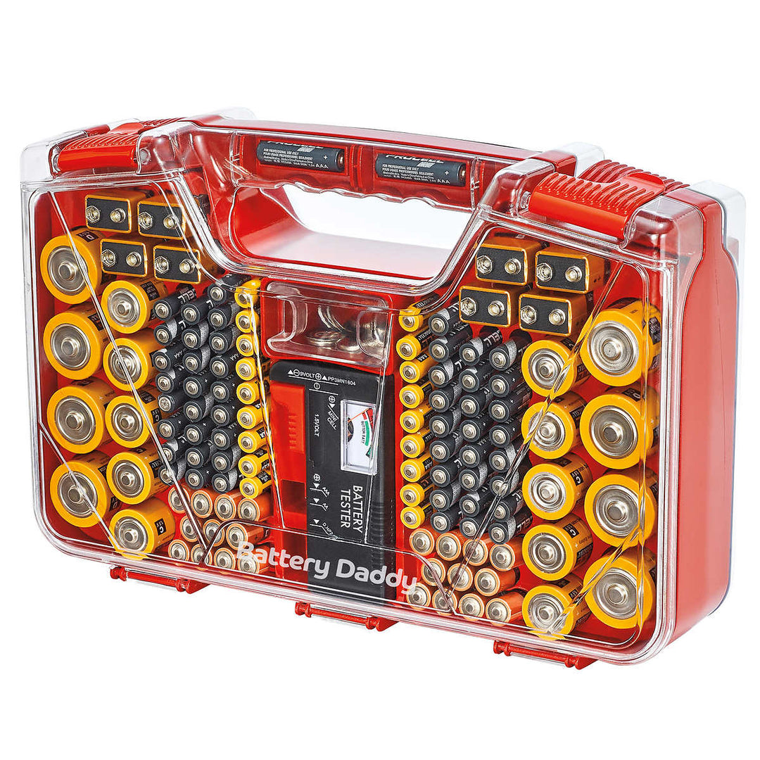 Battery Daddy Ontel 180 Battery Organizer with Storage Case