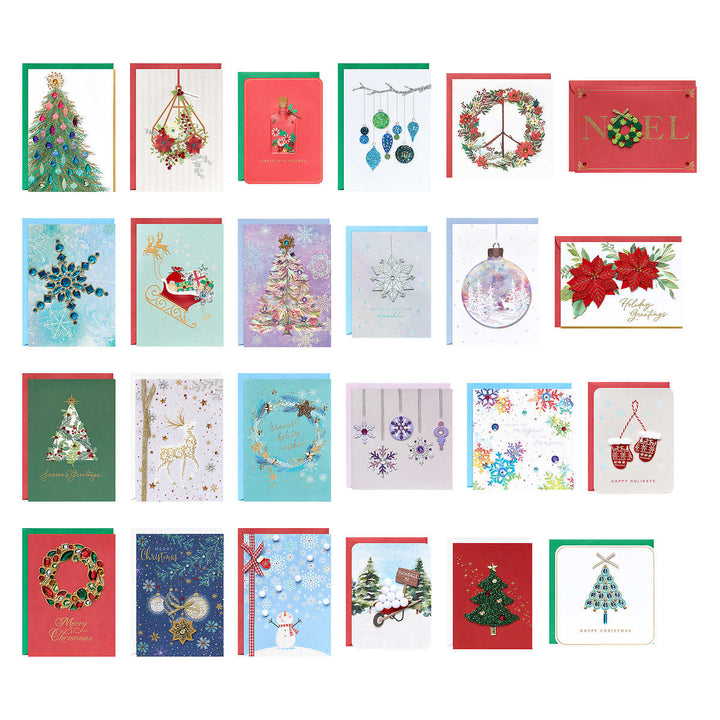 Papyrus - Collection de cartes de Noël fabriquées à la main Papyrus avec boîte à souvenirs 24 unités