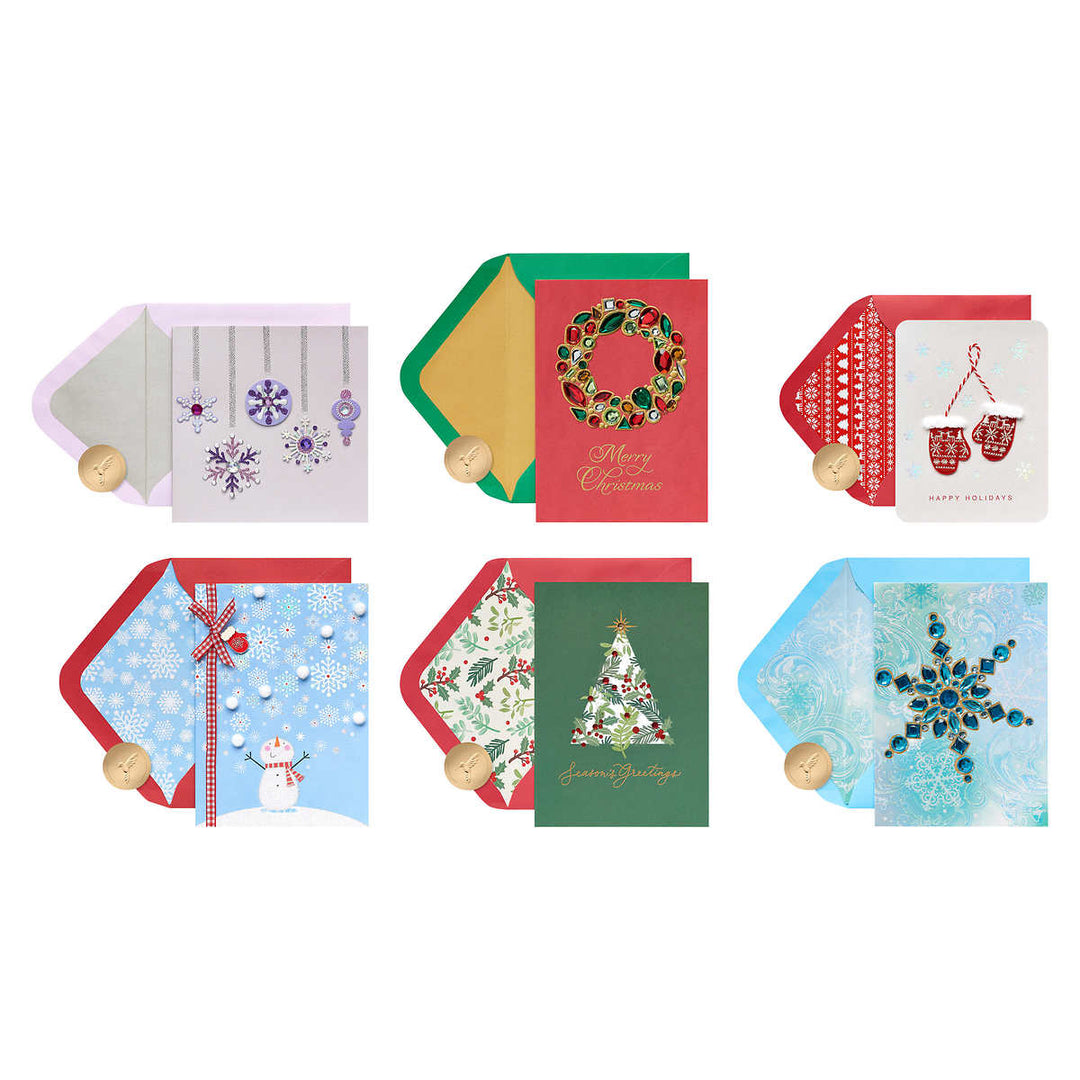 Papyrus - Collection de cartes de Noël fabriquées à la main Papyrus avec boîte à souvenirs 24 unités