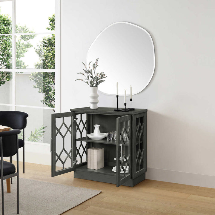 Loxley Rowe - Ari armoire d'appoint avec portes en verre, gris orageux