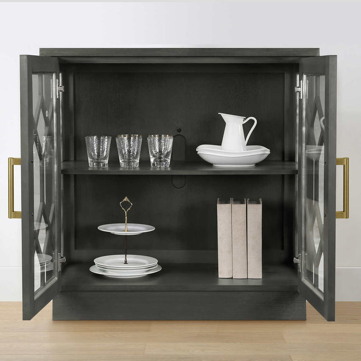 Loxley Rowe - Ari armoire d'appoint avec portes en verre, gris orageux