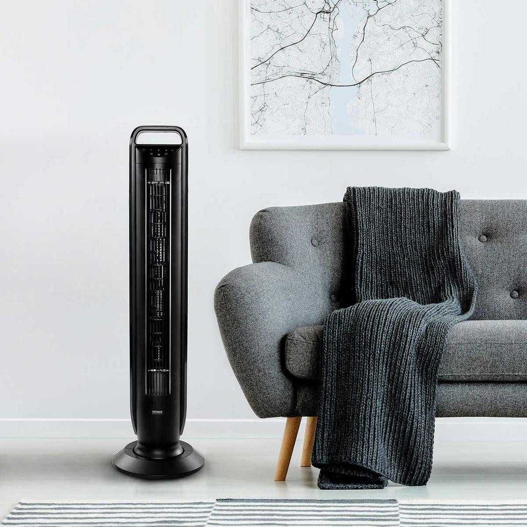 Seville Oscillating Black Tower Fan with Touch Controls