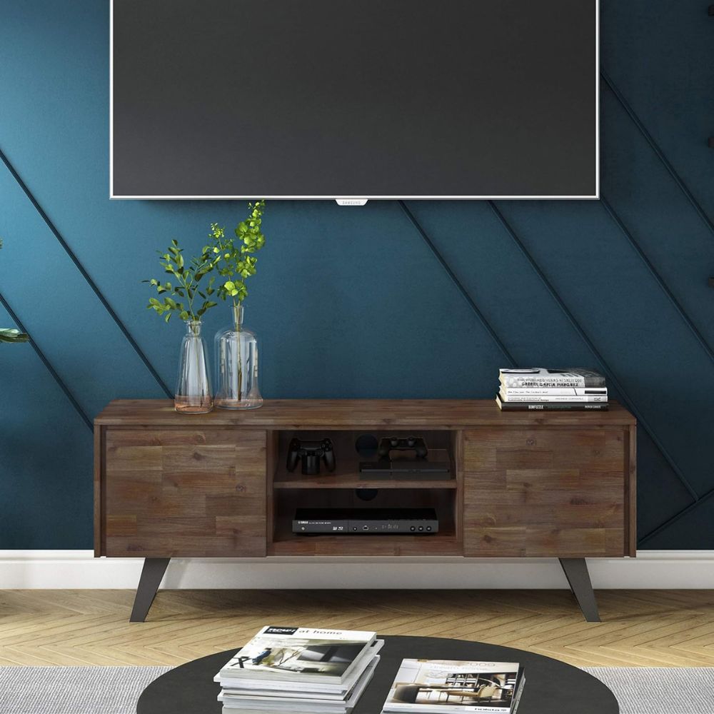 SIMPLIHOME -  Lowry Meuble TV industriel moderne en bois d'acacia massif