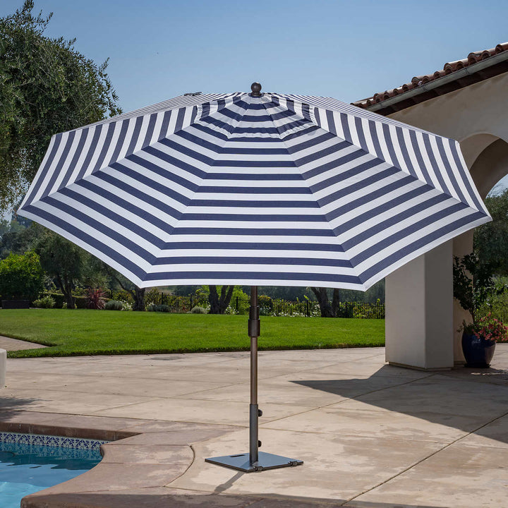 SunVilla - Parasol rond en aluminium Cabana Stripe de 11 pi