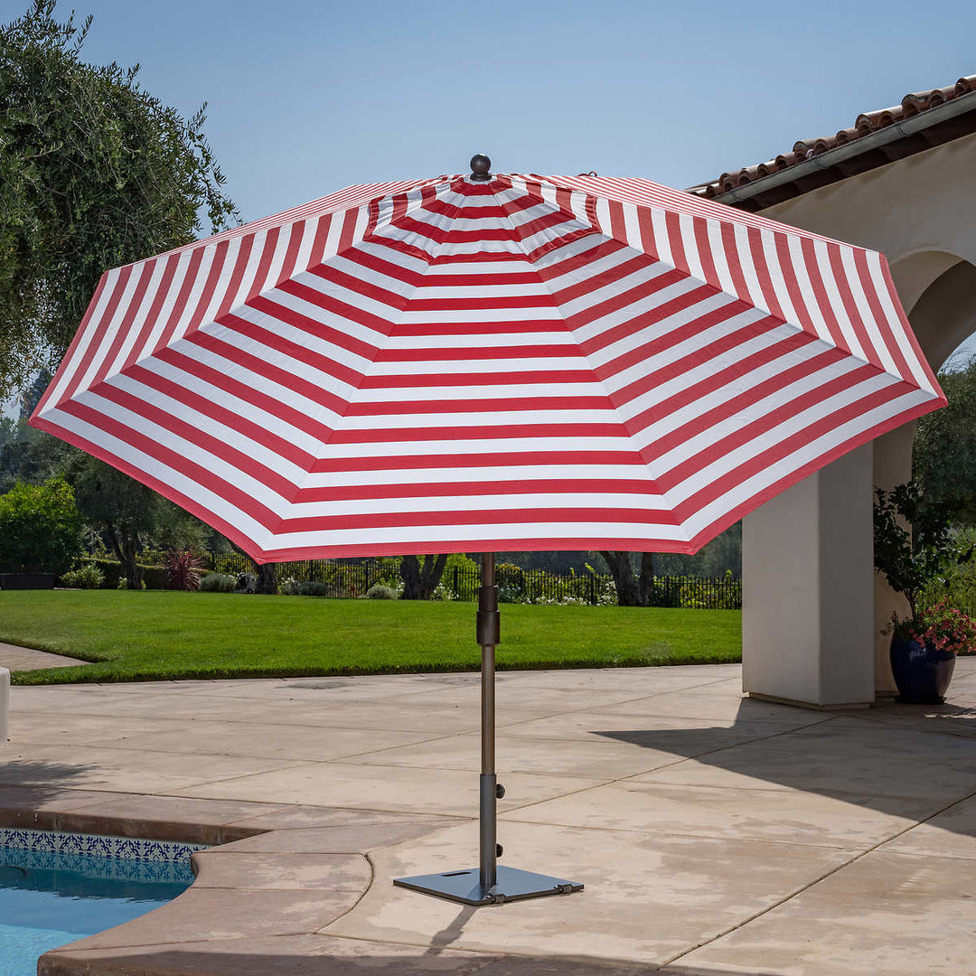 SunVilla - Parasol rond en aluminium Cabana Stripe de 11 pi