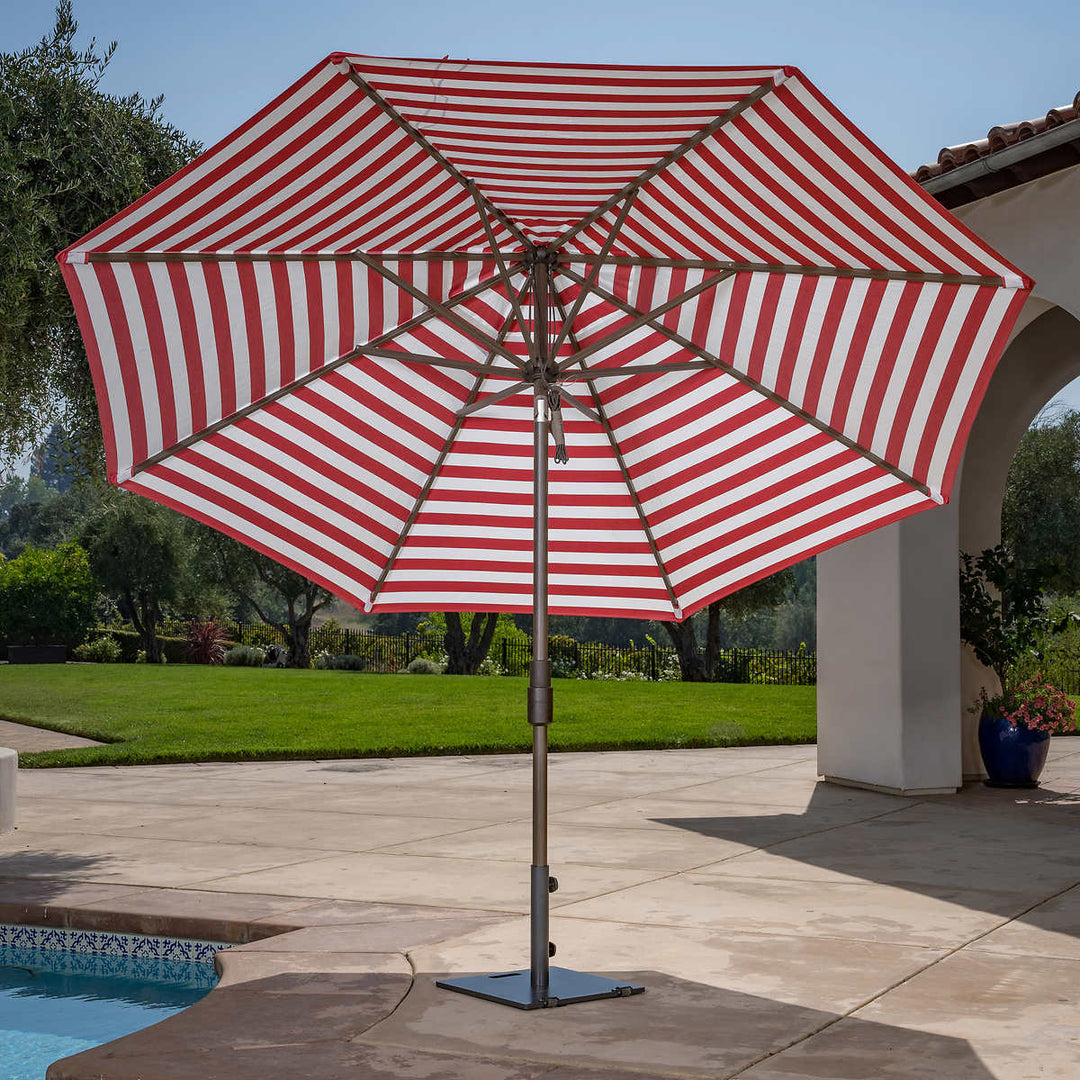 SunVilla - Parasol rond en aluminium Cabana Stripe de 11 pi