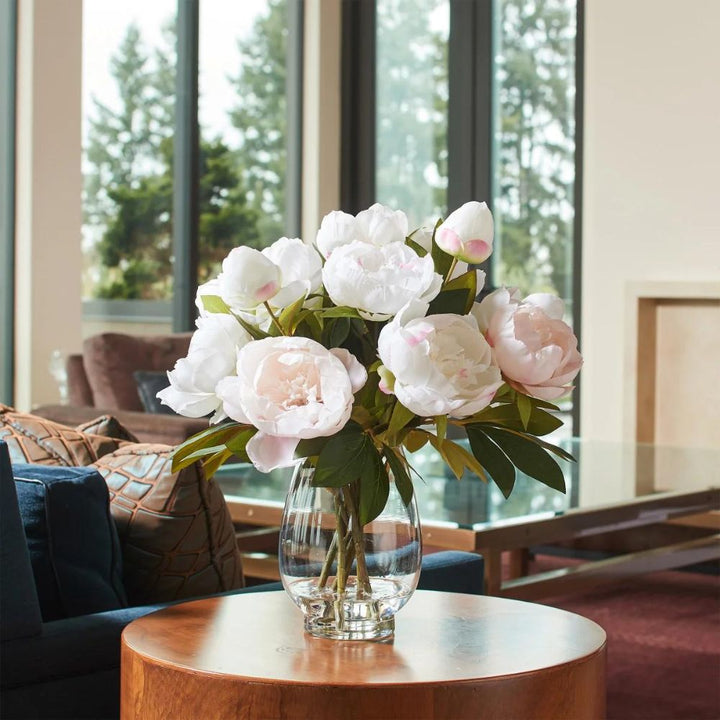 CGH Faux Peonies in Glass Vase