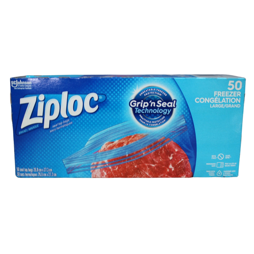 SC Johnson Ziploc Brand Large Freezer Bags, 50 Pack