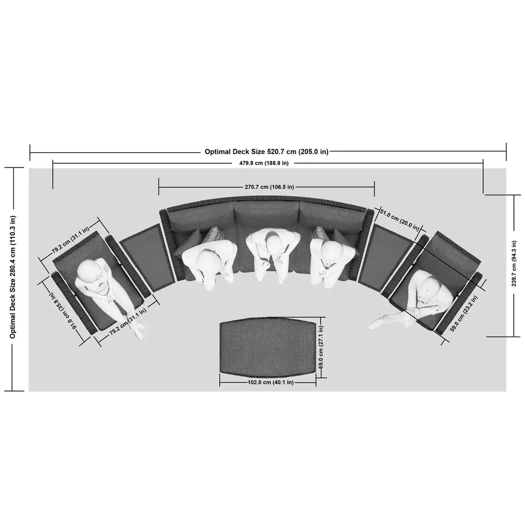 Pacific Casual Stevens Point - Ensemble de patio tissé de 6 pièces avec sièges profonds