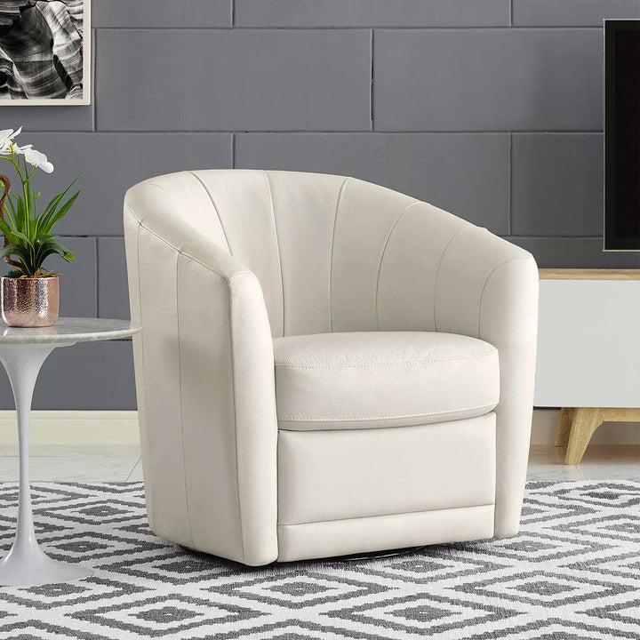 Natuzzi -  Cora Chaise pivotante en cuir fleur supérieure