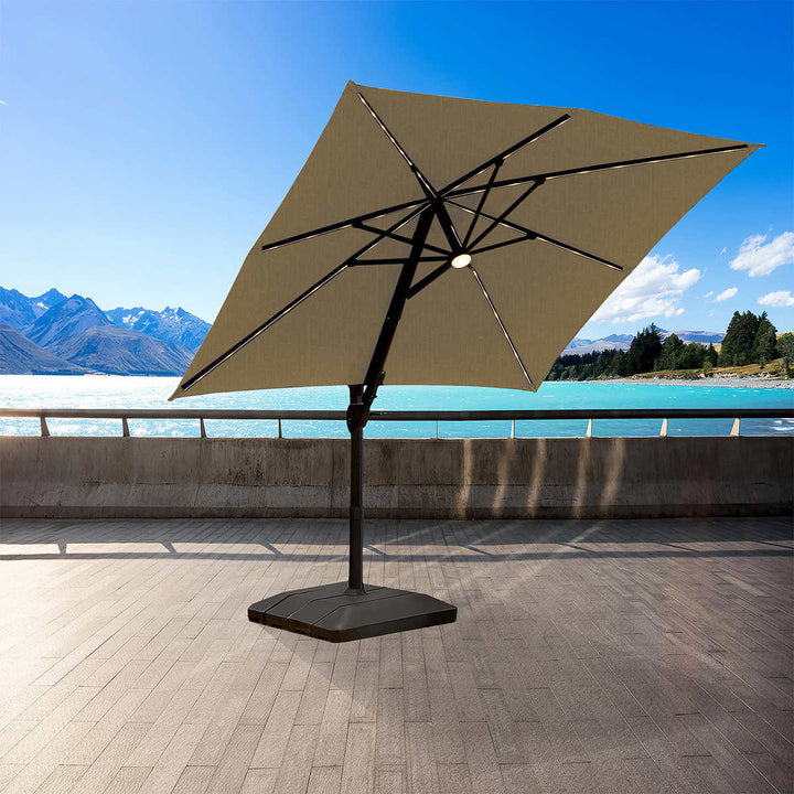 Seasons Sentry 10' Square Offset Umbrella with Solar LED Lights