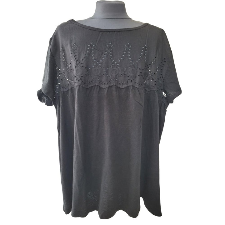 Jach's - Cotton sweater with embroidered neckline