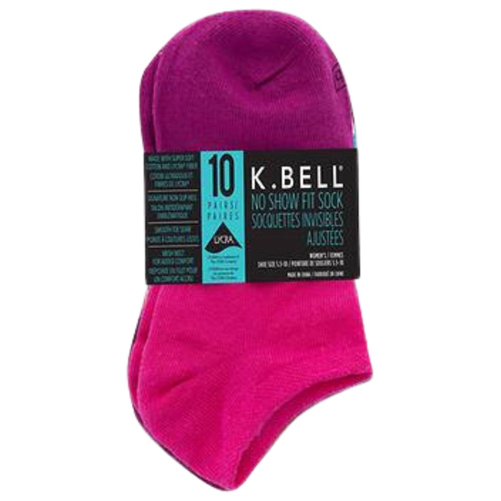 K.Bell - Women's Invisible Base Socks (10 Pair Pack)