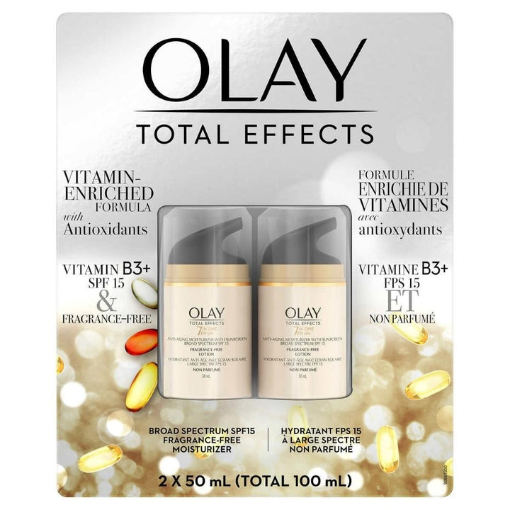 Olay Total Effects Anti-Aging Moisturizer with SPF 15 - 2 x 50 ml