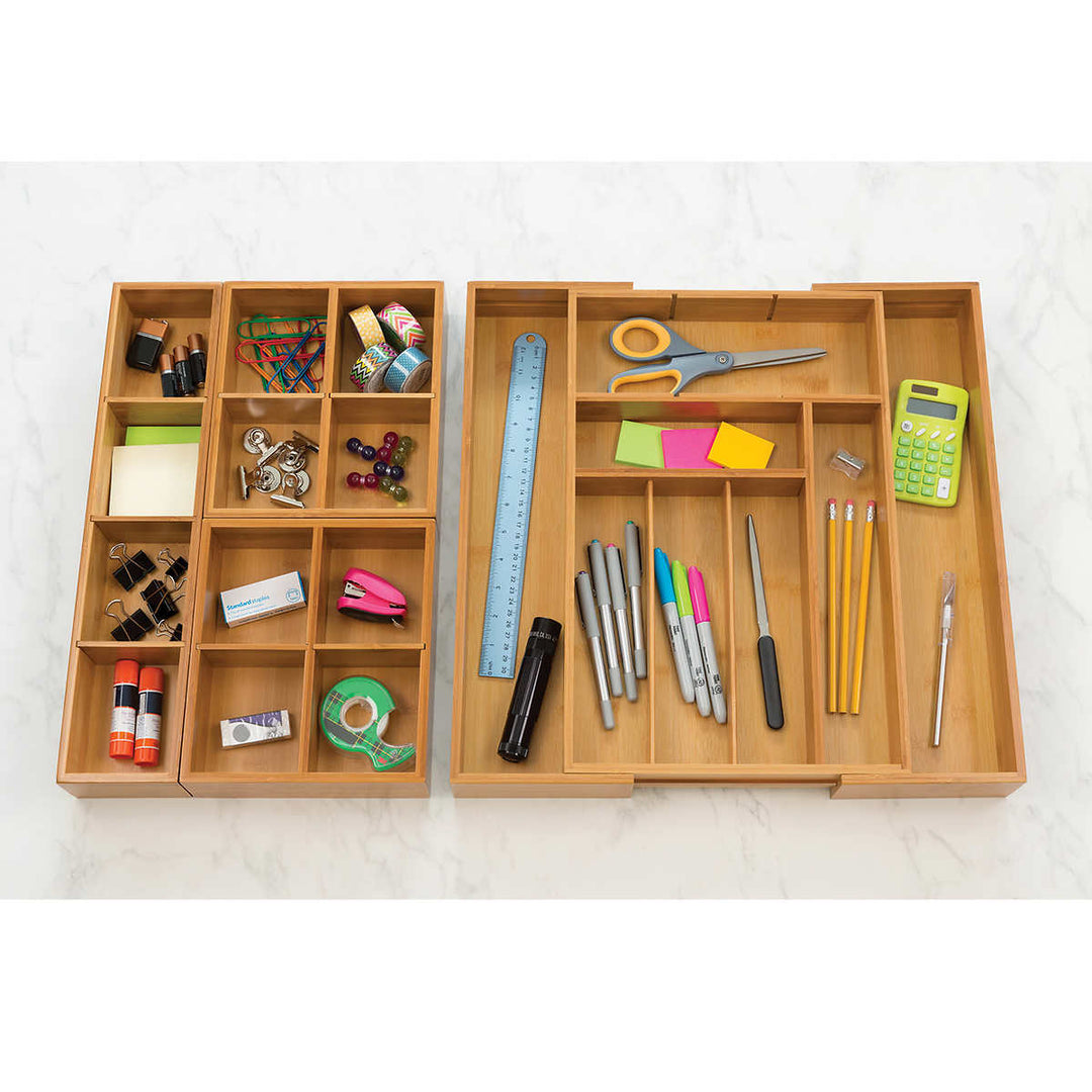 Seville - Seville Classics 4 Piece Expandable Bamboo Drawer Organizer