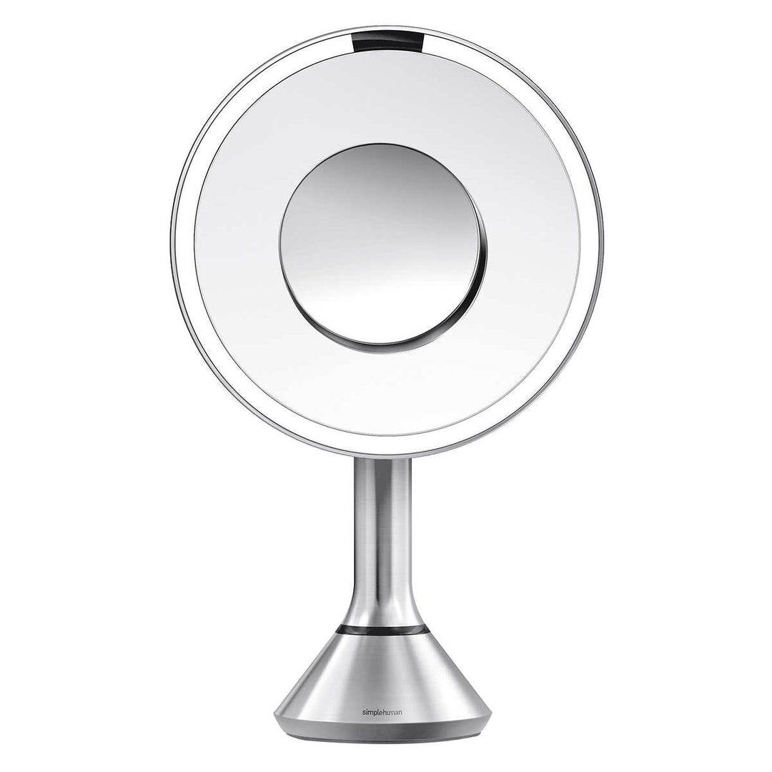 simplehuman - Miroir à capteur de 20 cm (8 po) de diamètre avec grossissement x5 et x10