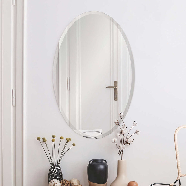 Ollie Frameless Beveled Edge Oval Mirror