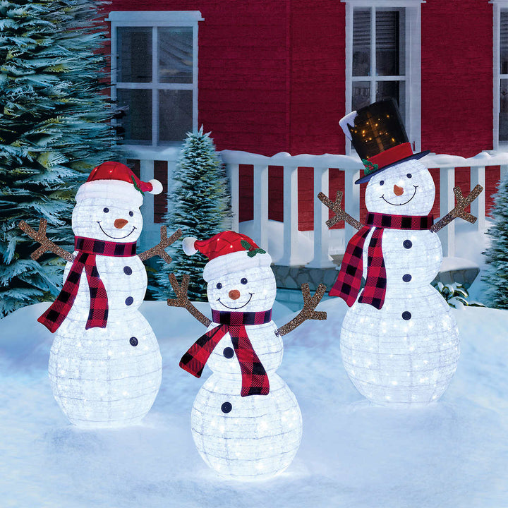 Twinkling LED Snowman Family - 3-Pack