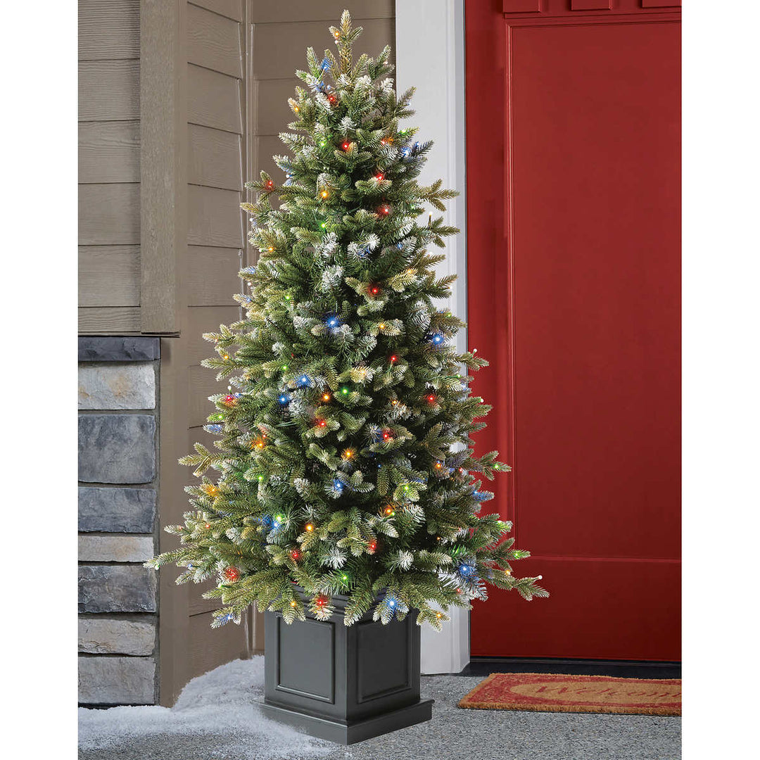 Aspen - Arbre de Noël artificiel en pot de 1,3 m pré-éclairé, micro DEL radiant