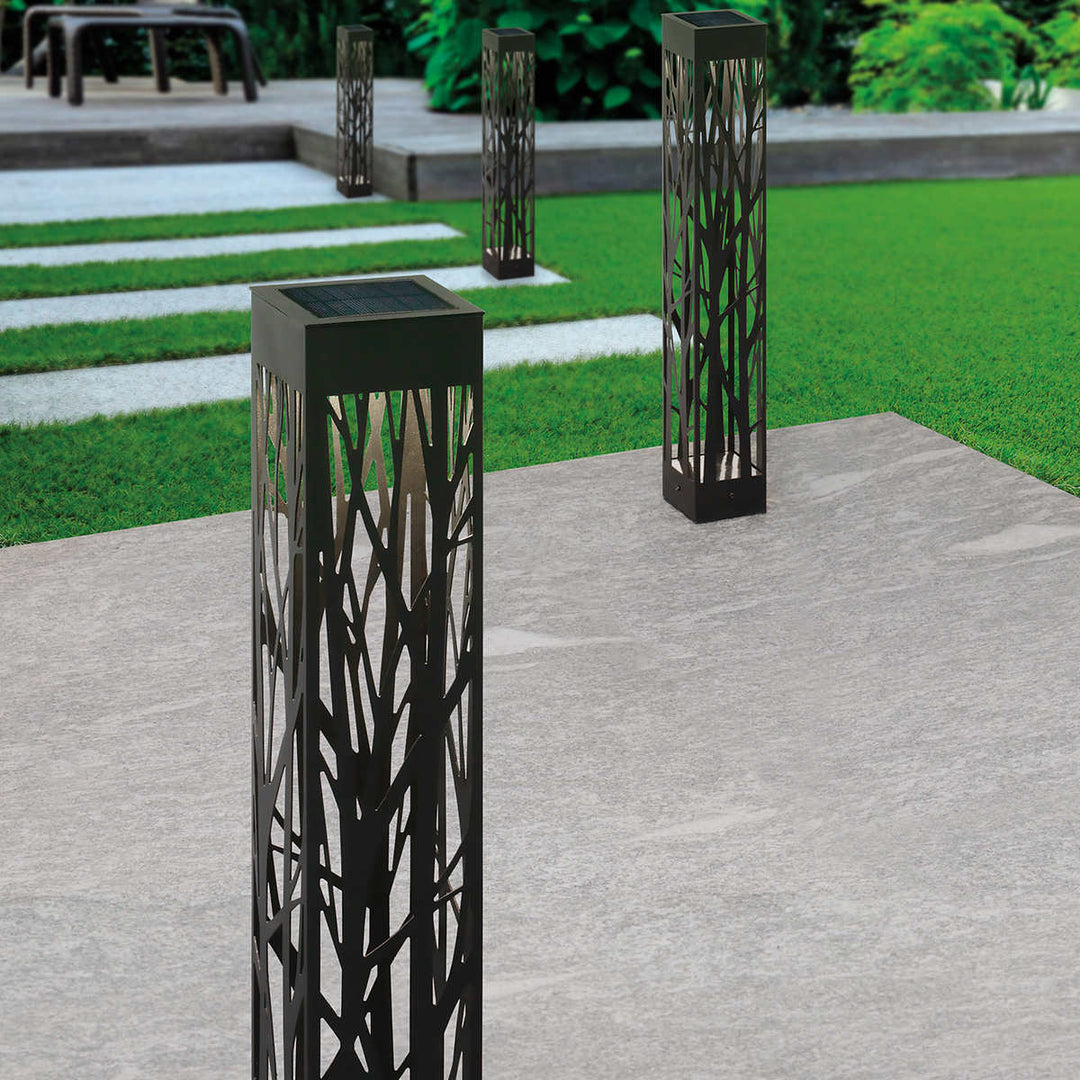 Ensemble de 4 lampes solaires de parterre de style bollard