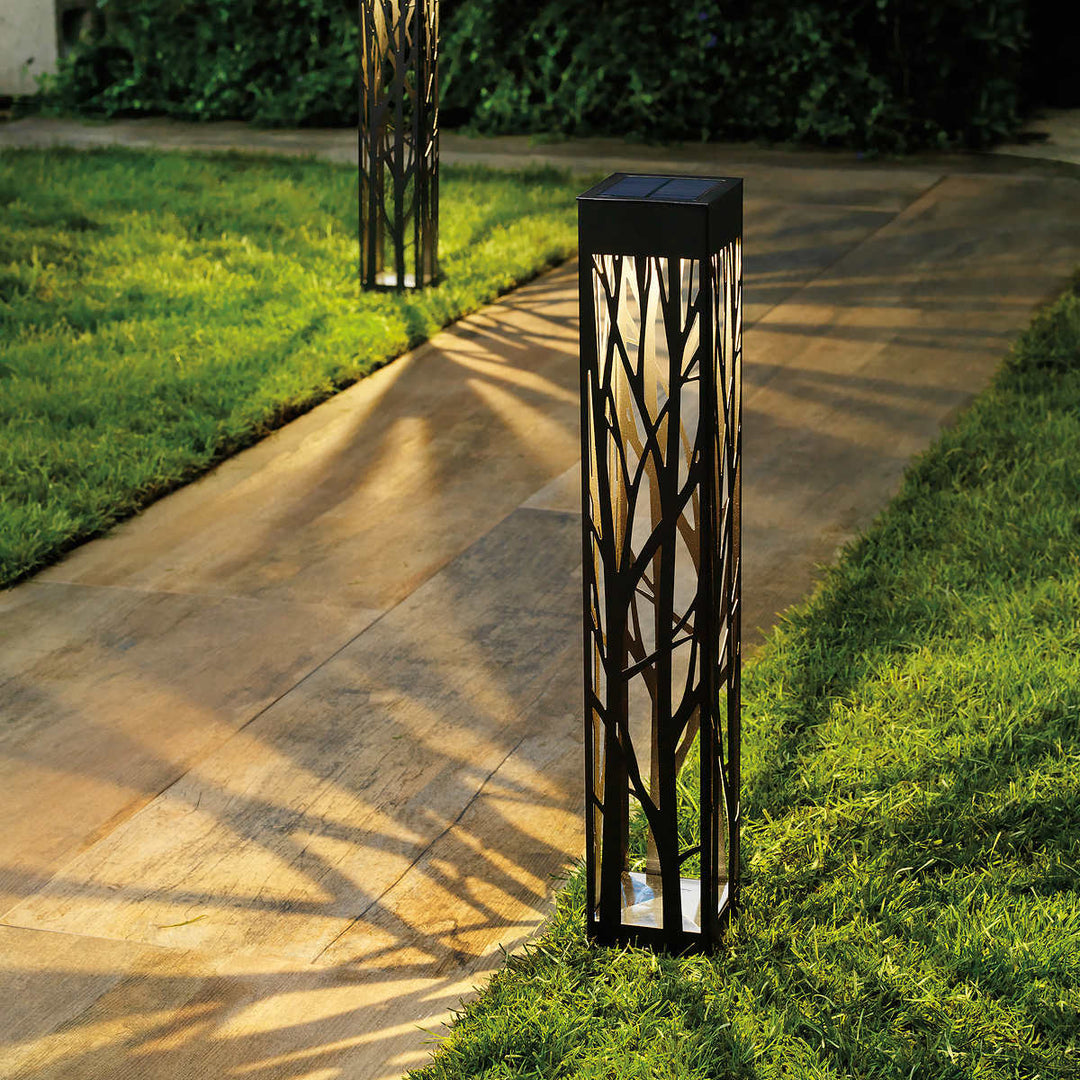 Ensemble de 4 lampes solaires de parterre de style bollard