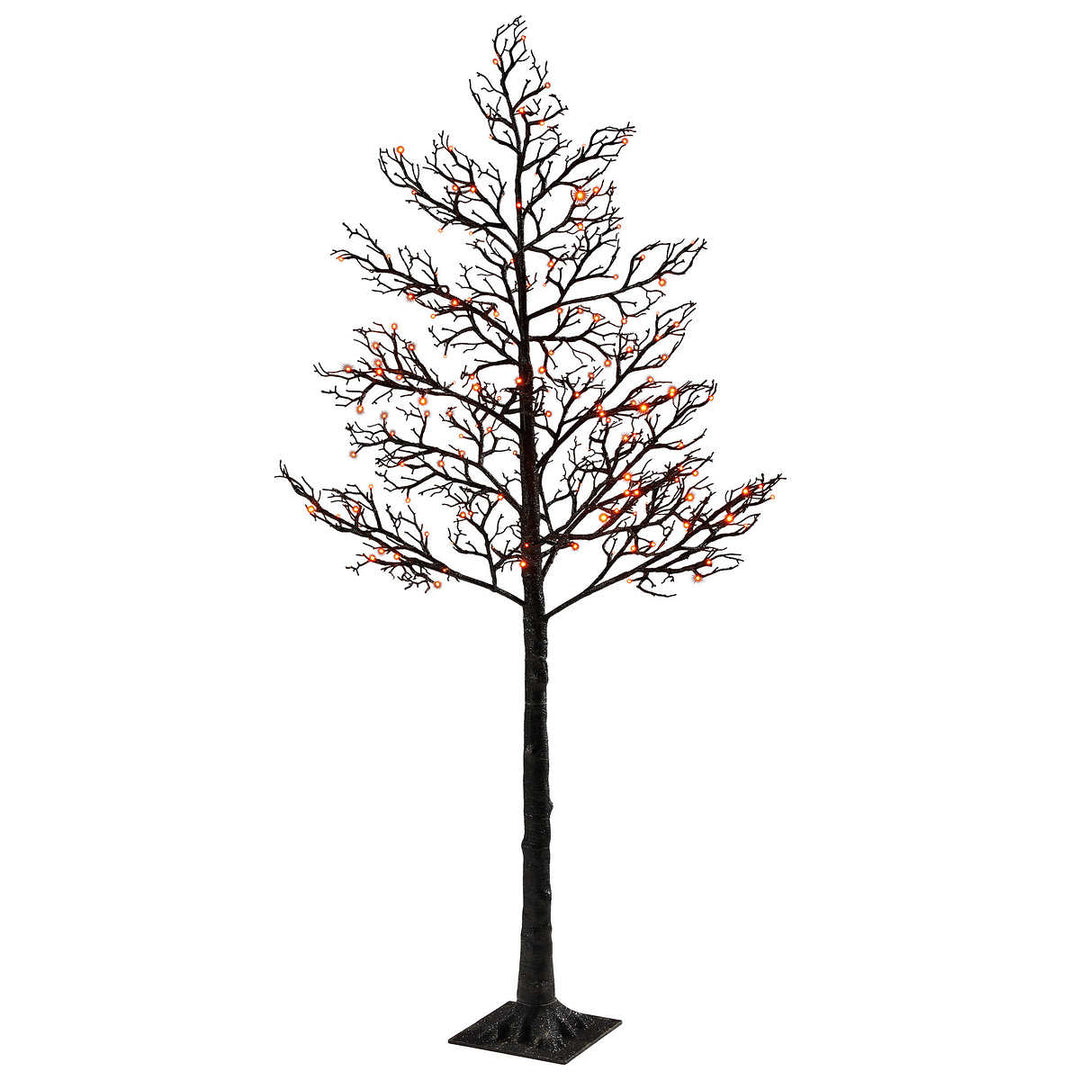 6' (1.82m) Black LED Glitter Twig Tree