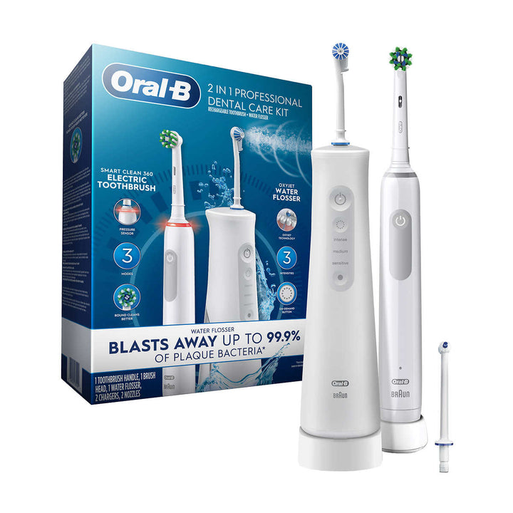 Oral-B - Ensemble de soins dentaires professionnel 2 en 1, hydropulseur et brosse à dents