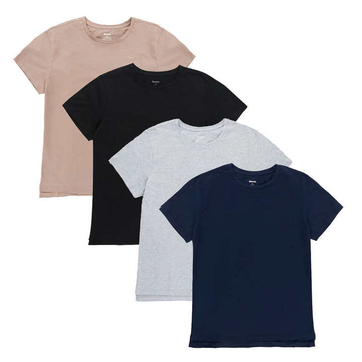 Bench - Women's Crew Neck T-Shirt, 4 Pack