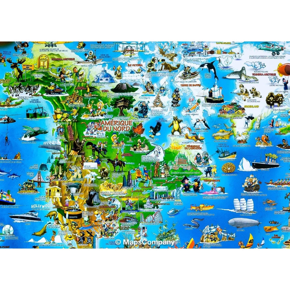 Dino's - Illustrated wall map for children (laminated) - The World - 137 x 100 cm